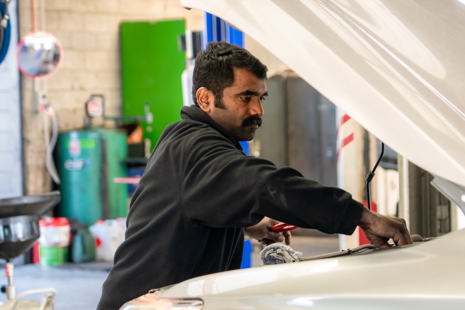 Inside the Turbo & Diesel workshop on Kahikatea Drive, Frankton, where Suzuki vehicles are serviced.