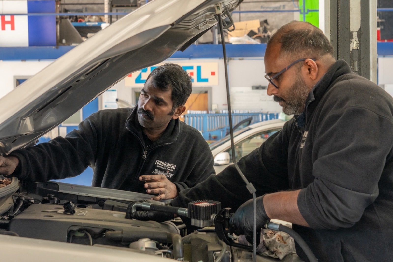 Inside the Turbo & Diesel workshop on Kahikatea Drive, Frankton, where Kia vehicles are serviced.